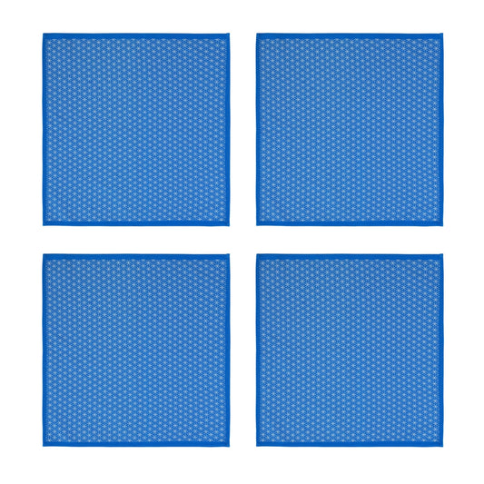 Blue Geometric Cotton Napkins, Set of 4