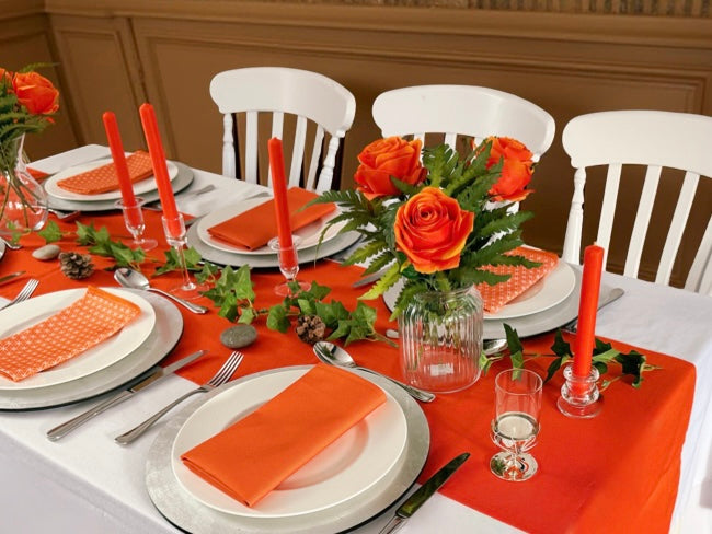 Orange Dinner Candle Trio