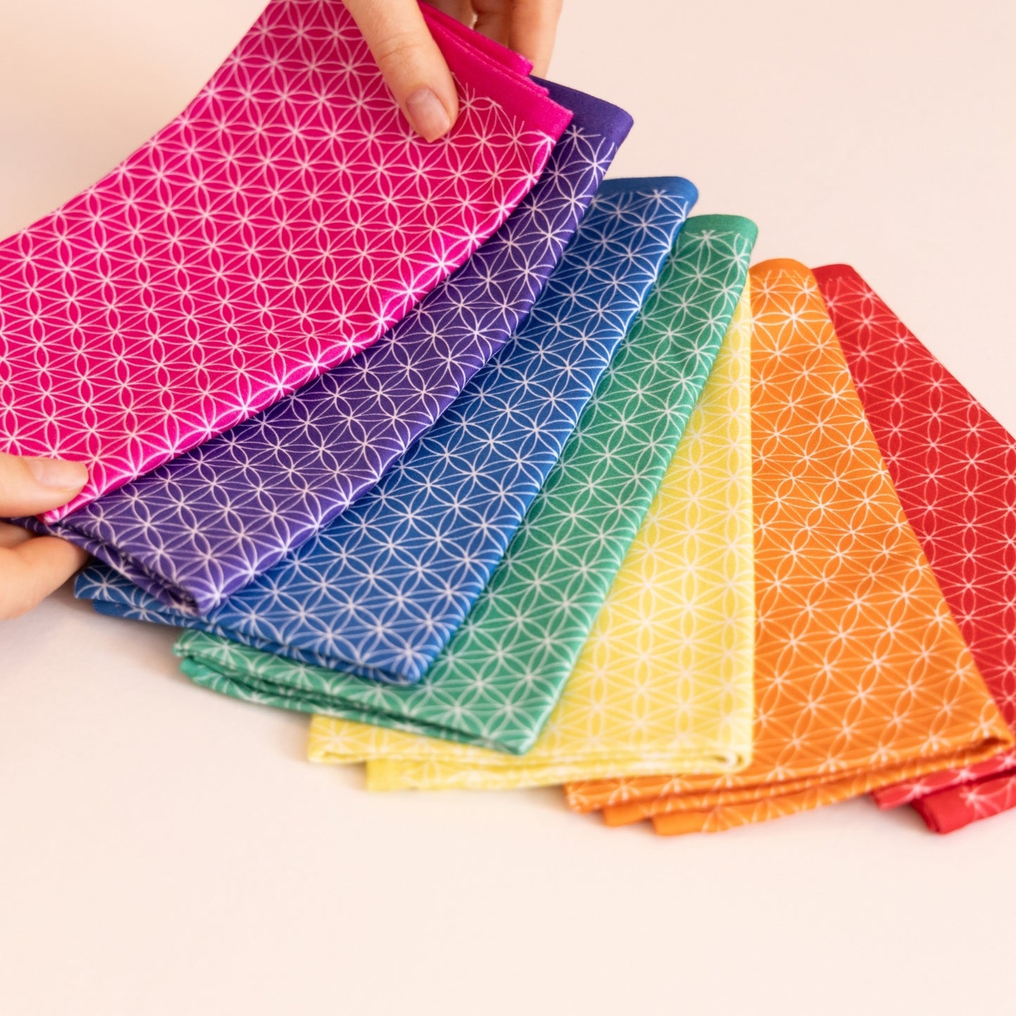 Rainbow Seed of Life Napkins, Set of 7