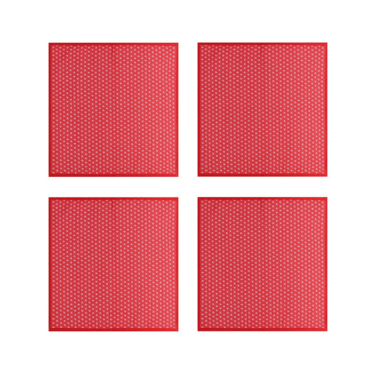 Red Geometric Cotton Napkins, Set of 4