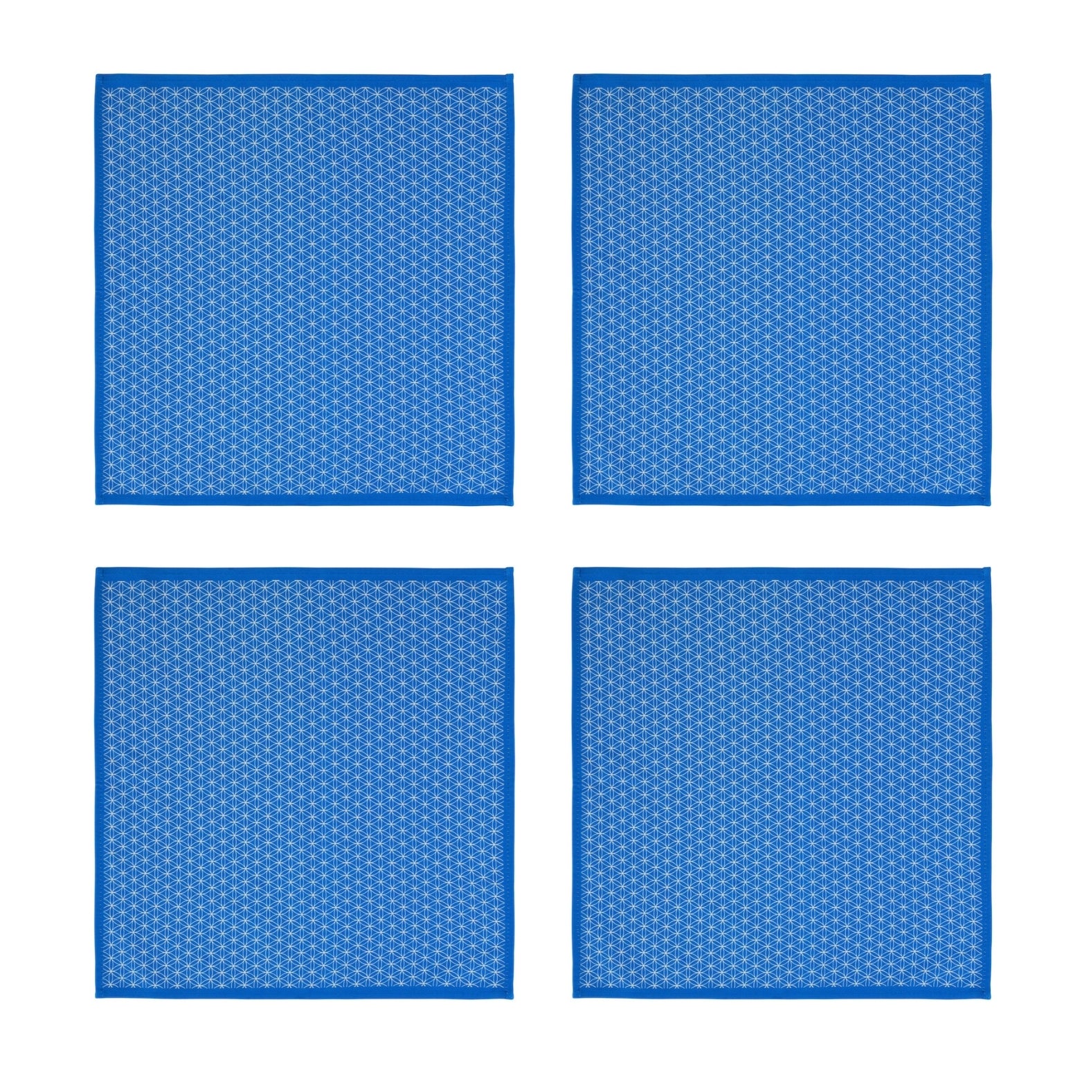 Blue Geometric Cotton Napkins, Set of 4