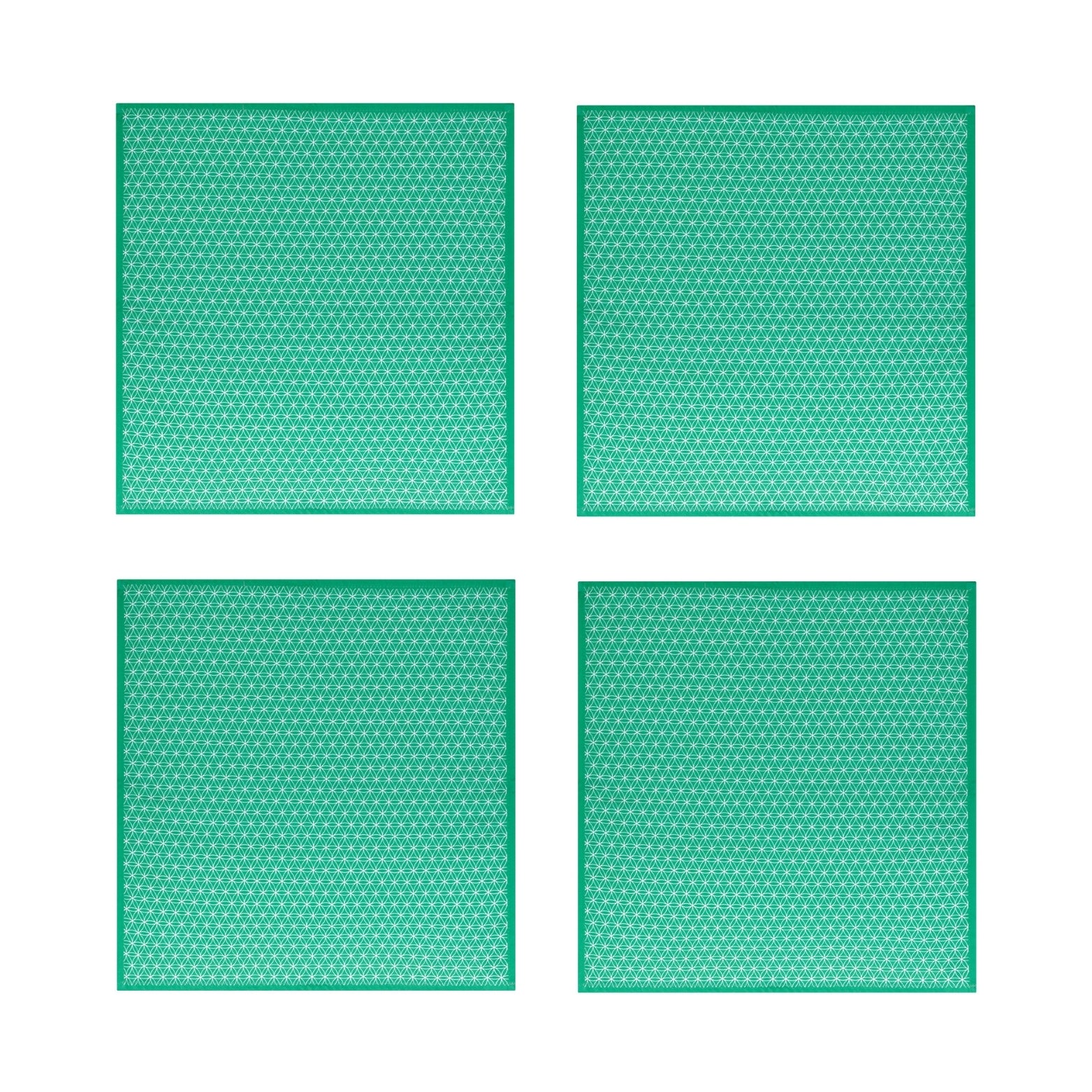 Green Geometric Cotton Napkins, Set of 4