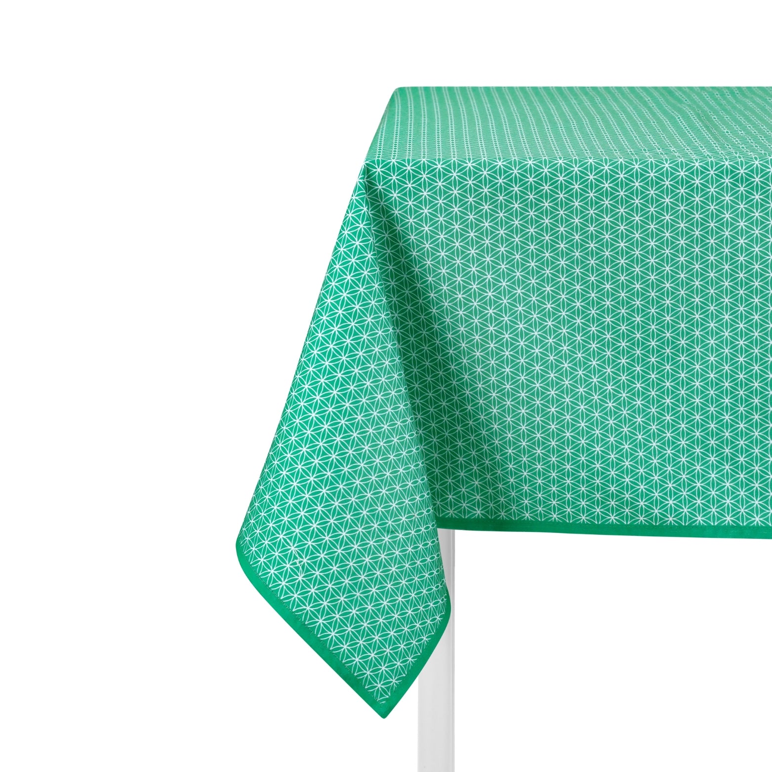 Green Geometric Cotton Tablecloth