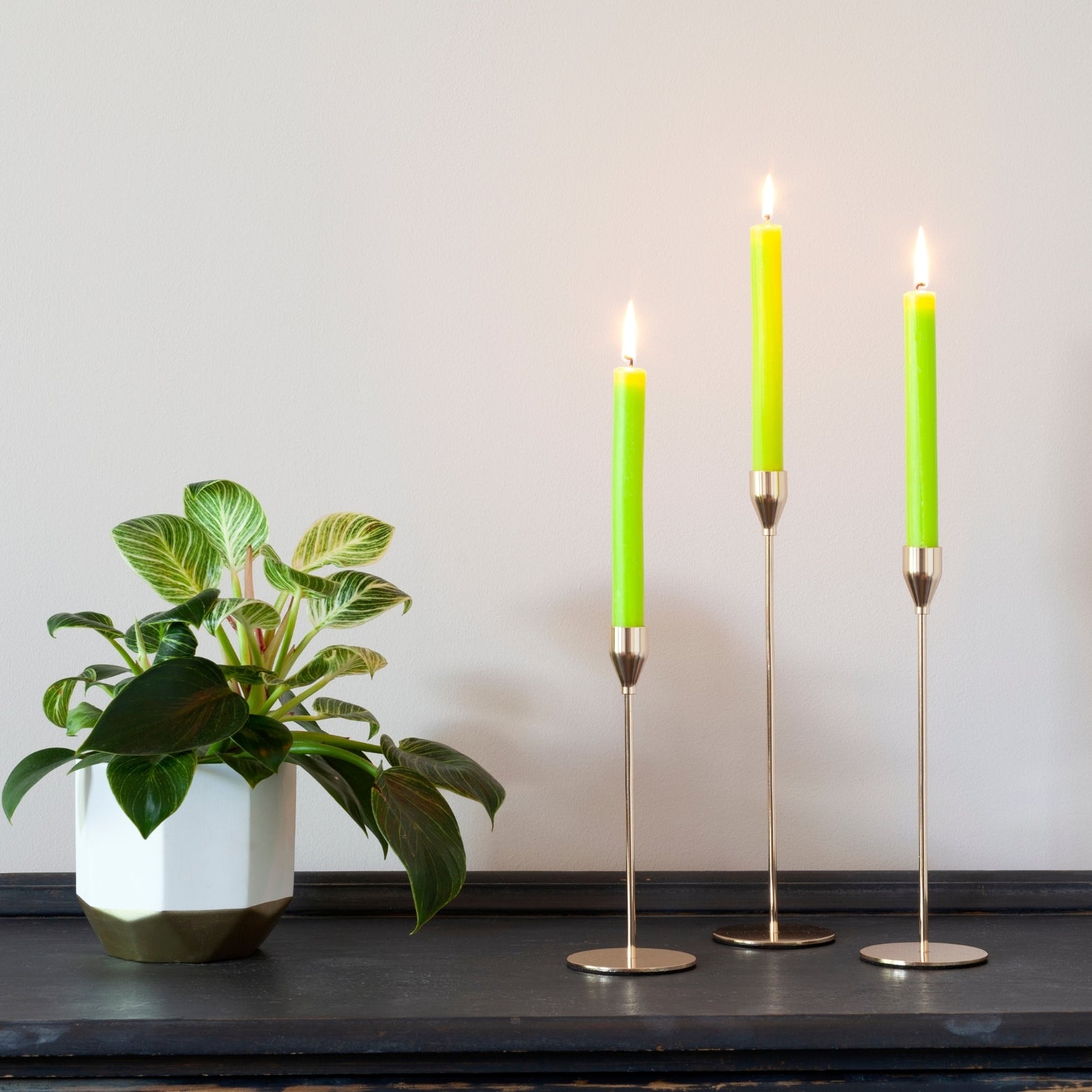 Lime Green Dinner Candle Trio