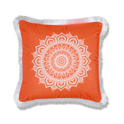 Orange Velvet Mandala Cushion