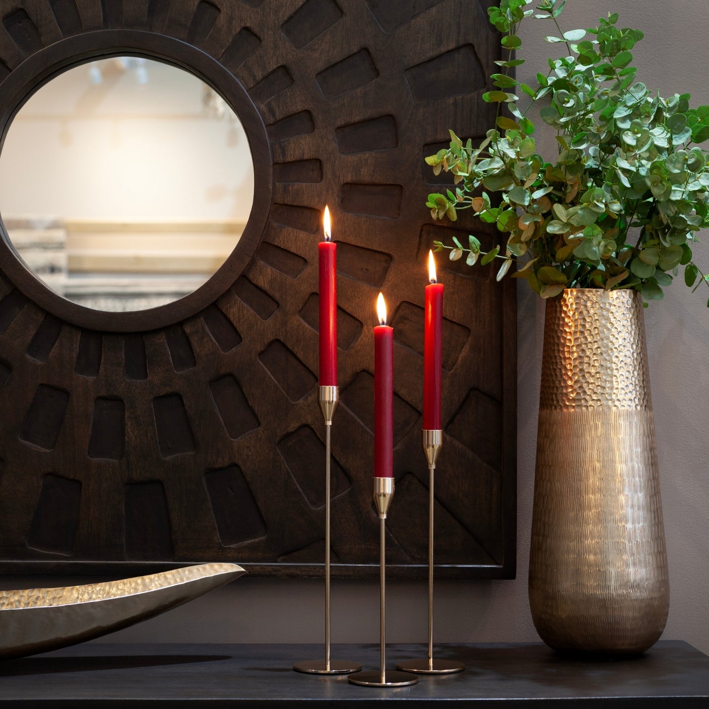 Ruby Red Dinner Candle Trio