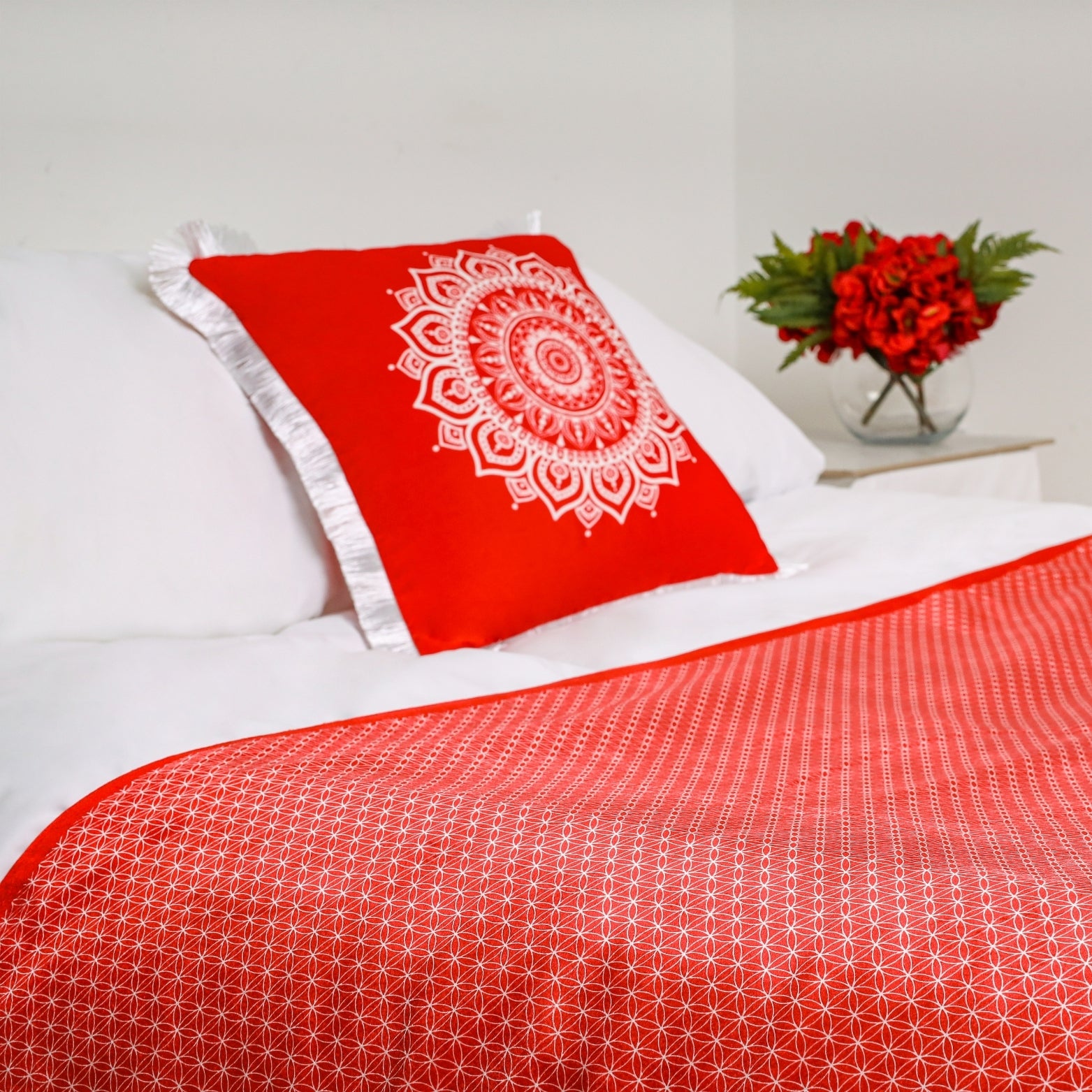 Red Luxury Shimmer Bed Runner