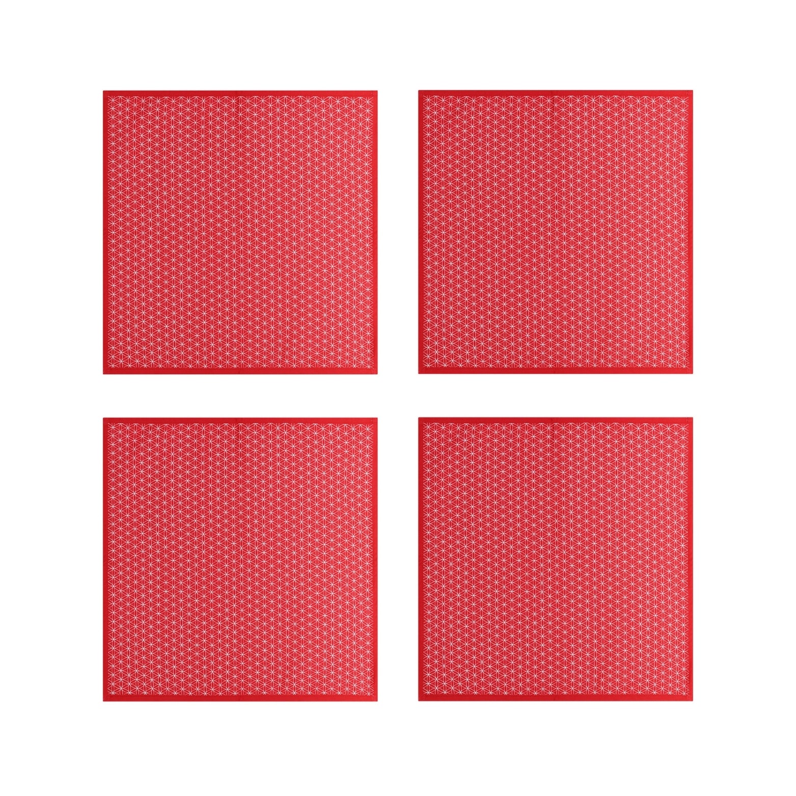 Red Geometric Cotton Napkins, Set of 4