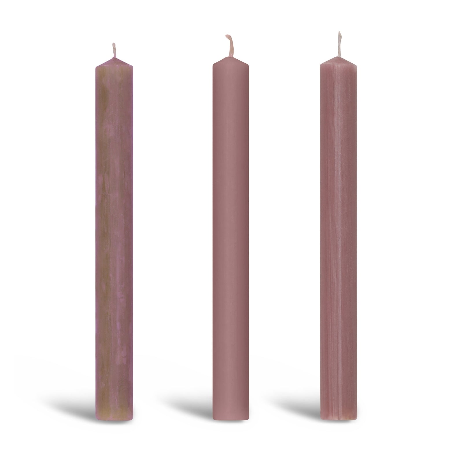 Rose Pink Dinner Candle Trio