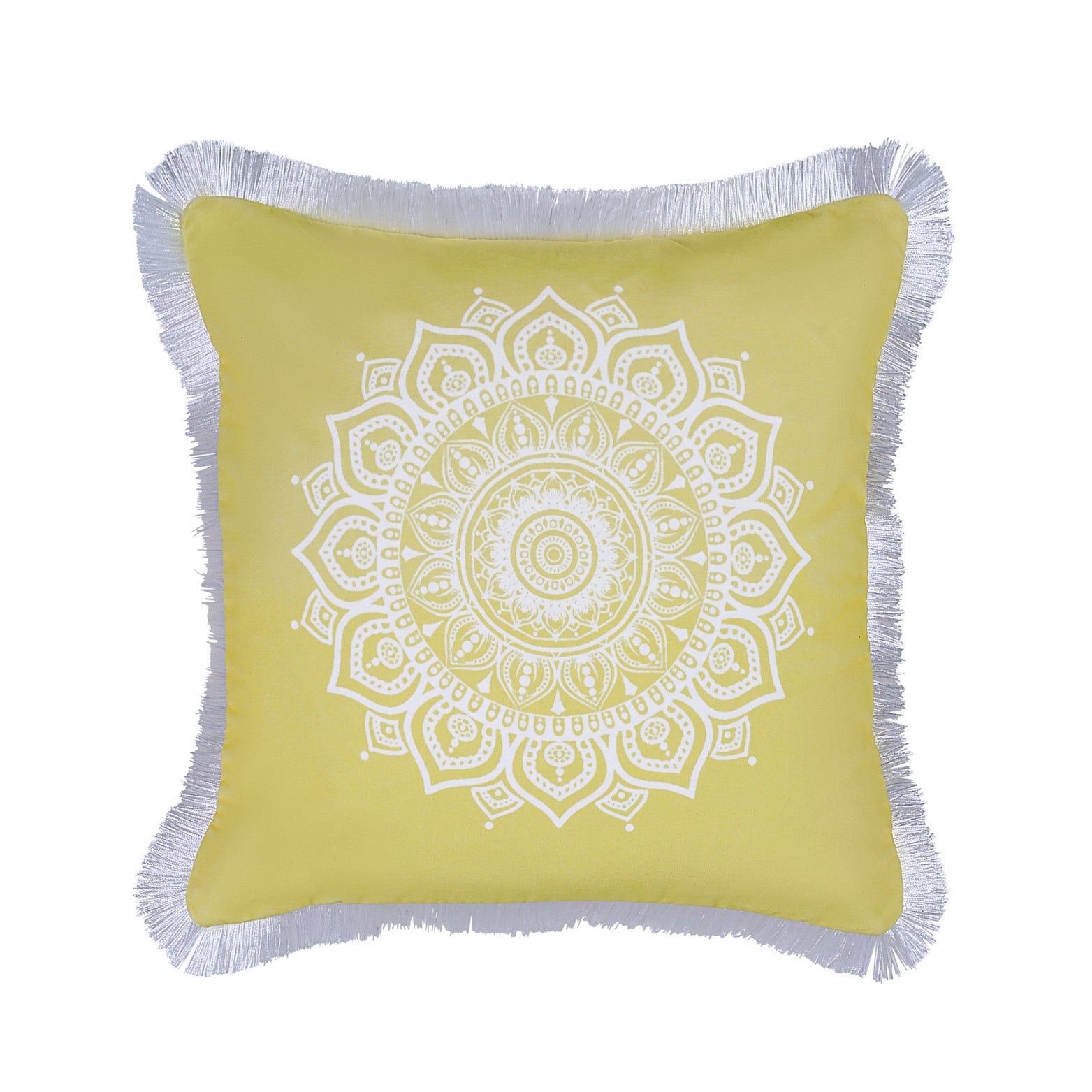 Yellow Velvet Mandala Cushion
