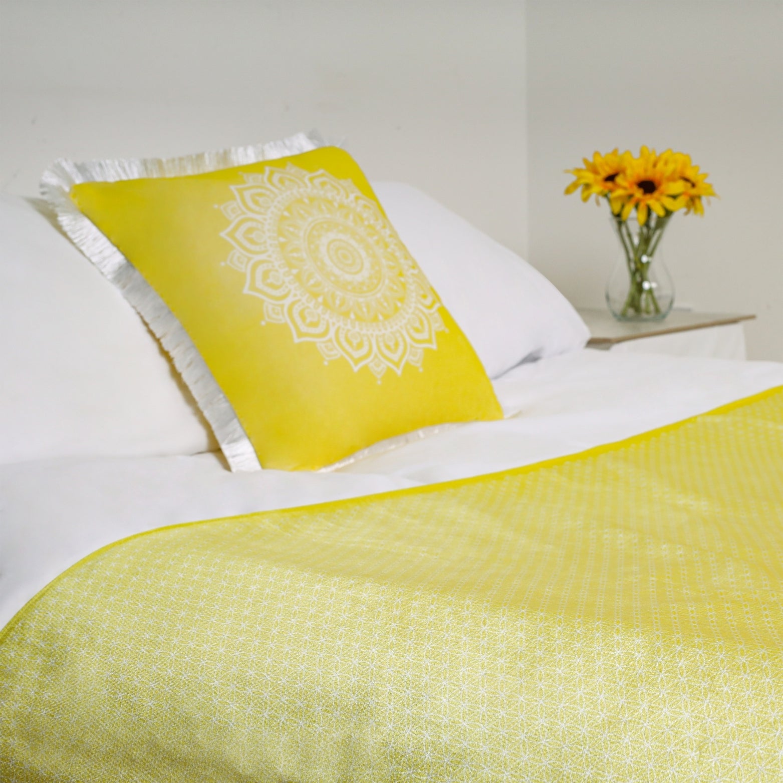 Yellow Luxury Shimmer Bed Runner