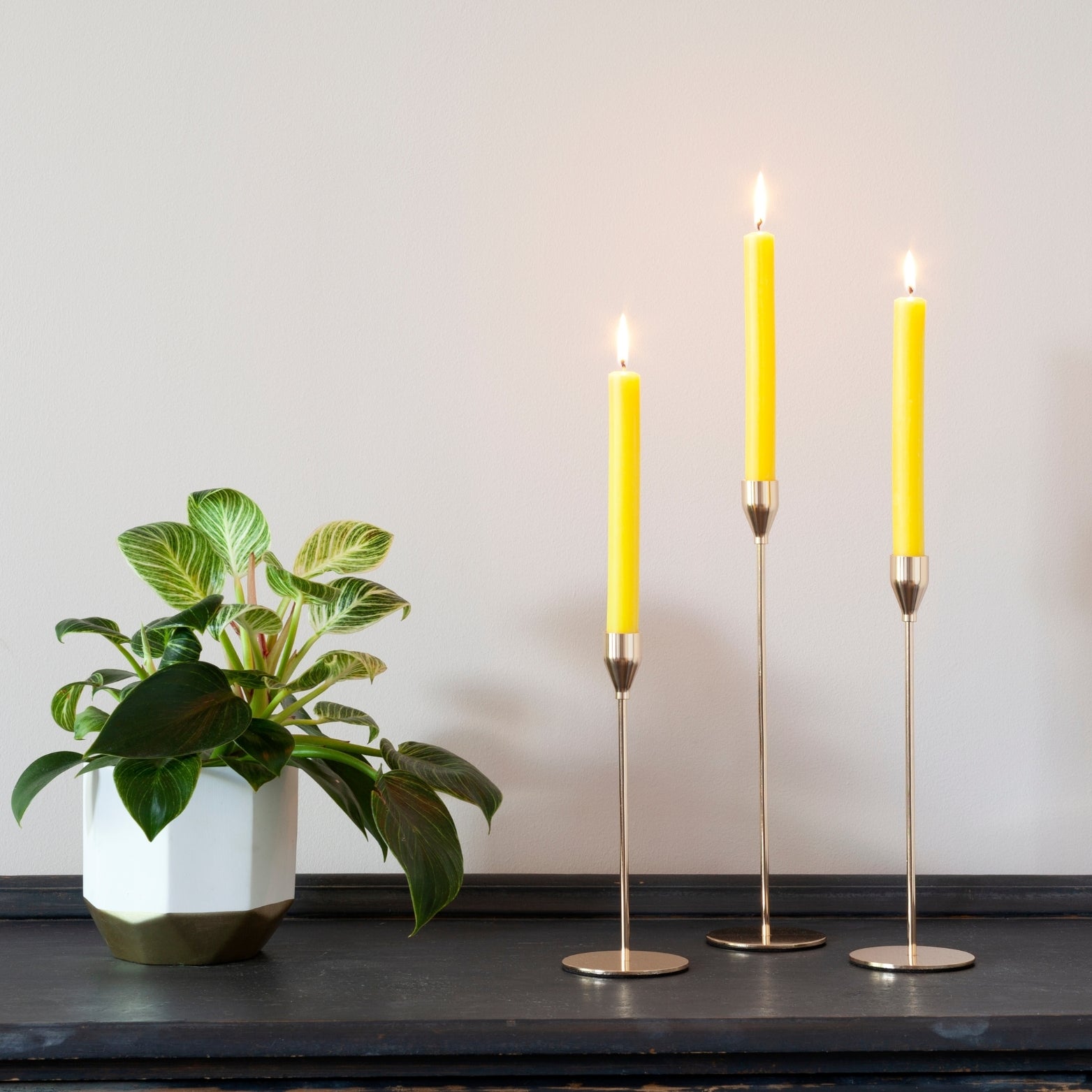 Yellow Dinner Candle Trio